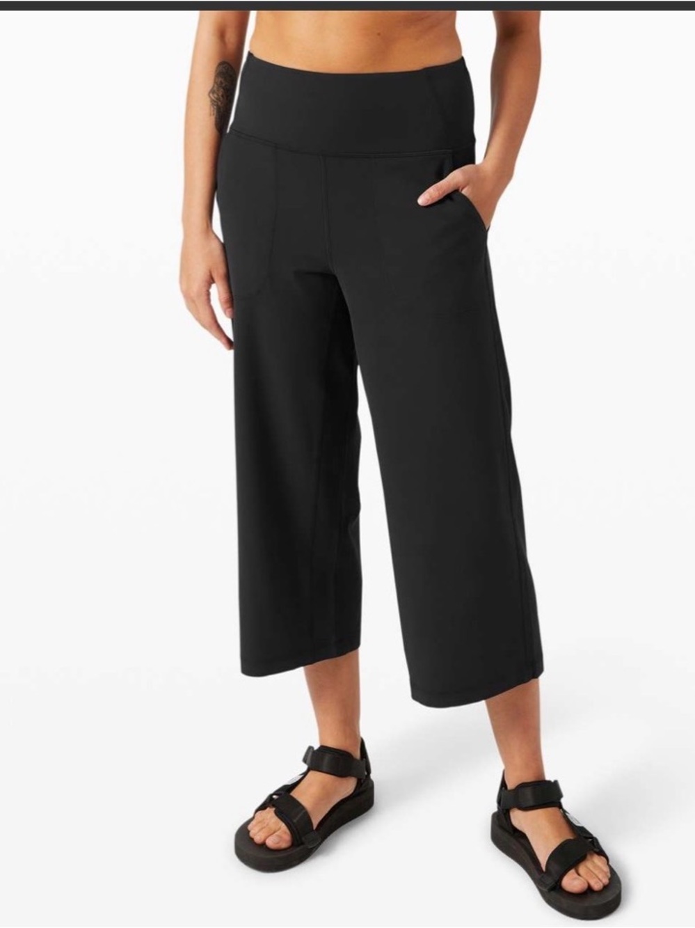 lululemon athletica Black Wide-Leg Cropped Pants